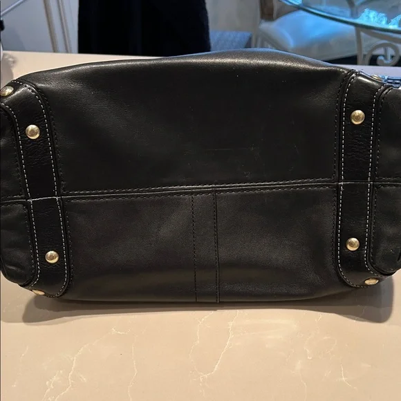 Coach Black Leather Tote with Gold Accents - Picture 5 of 8